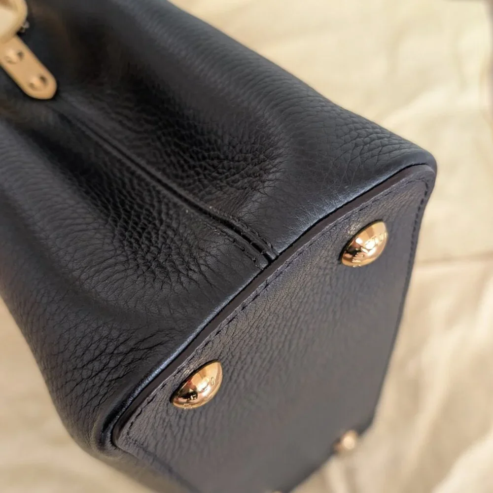Louis Vuitton Taurillon Capucines PM Black Fuchsia